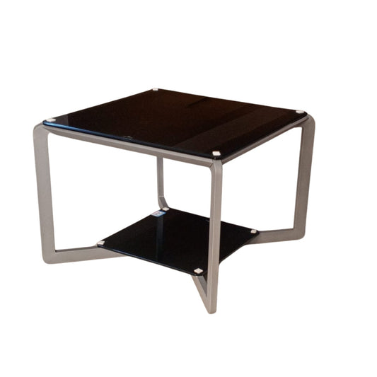 TABLE BASSE MODERNE EN VERRE ET MÉTAL