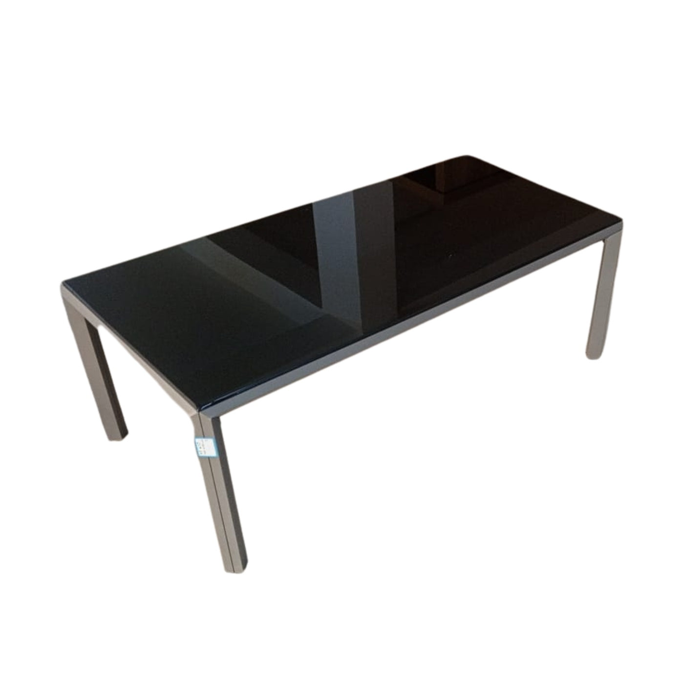 TABLE BASSE RECTANGULAIRE EN VERRE NOIR ET MÉTAL