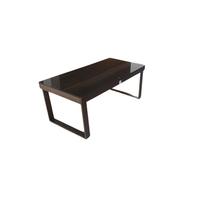 TABLE BASSE RECTANGULAIRE EN VERRE NOIR ET MÉTAL