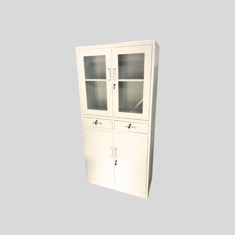 ARMOIRE METALLIQUE VITREE AVEC DEUX TIROIRS