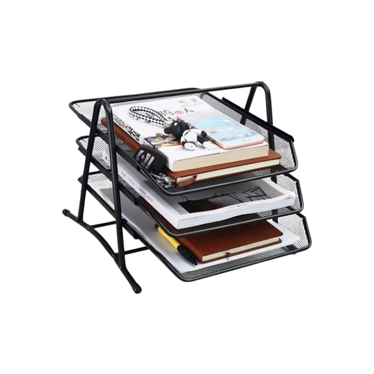 CORBEILLE METALLIQUE 3 ETAGES NOIR