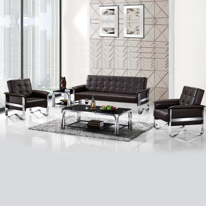 SALON BUSINESS CLASS 5 PLACES – CANAPE 3 PLACES + 2 FAUTEUILS EN SIMILICUIR