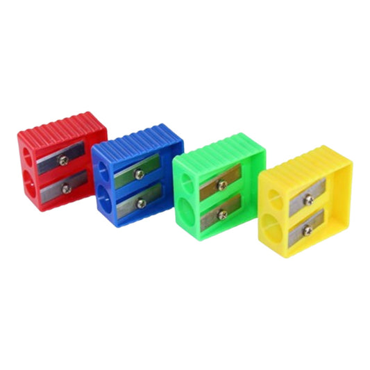 TAILLE-CRAYON EN PLASTIQUE COLORE A DOUBLE TROU